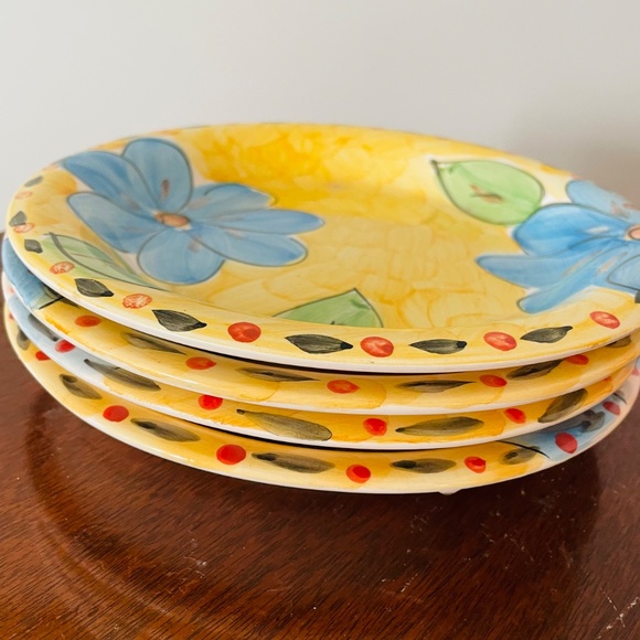 Four hand-painted ceramic oval plates by Gibson, Vintage Sunshine Pattern plates - Picture 3 of 9